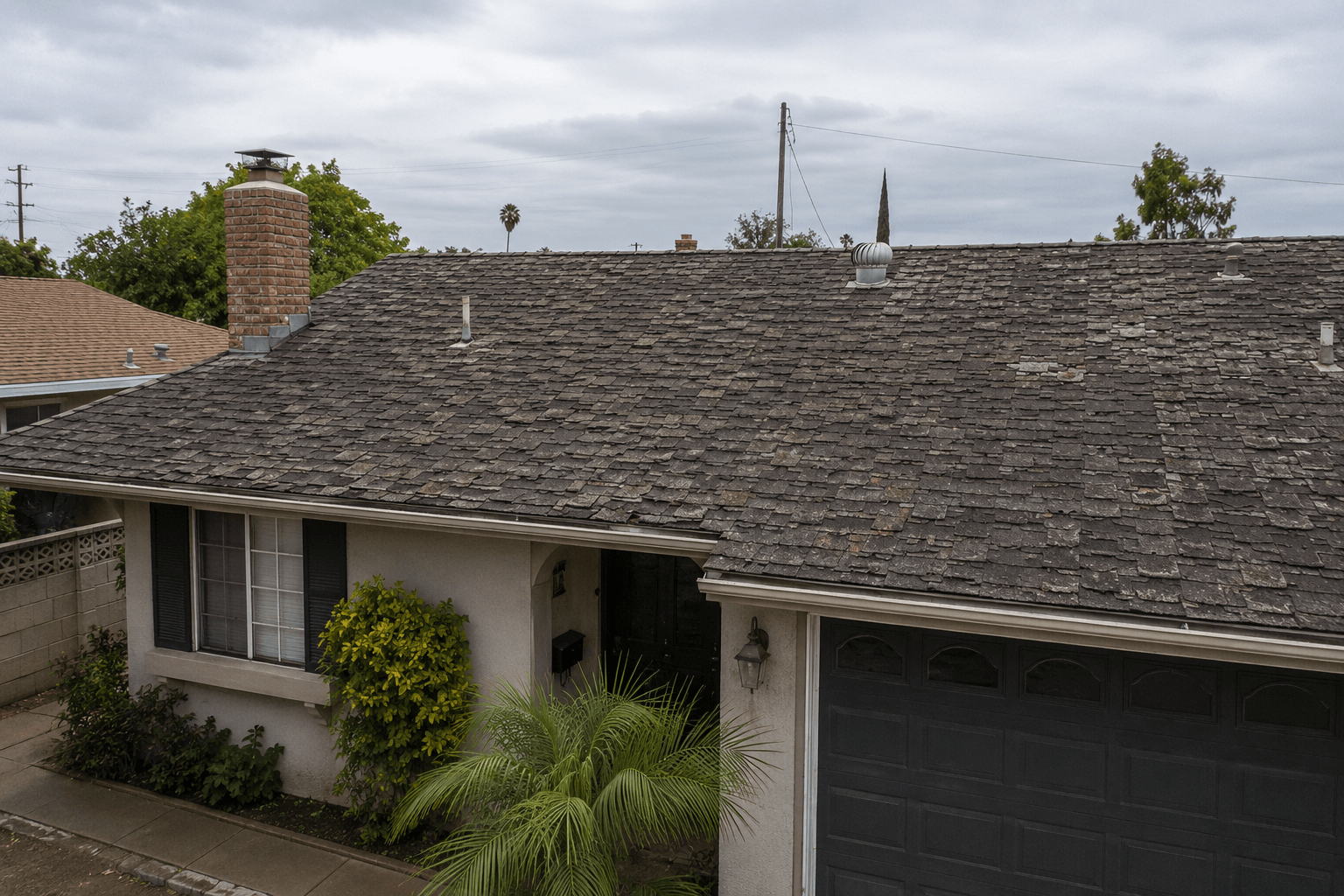 Damaged roof before replacement